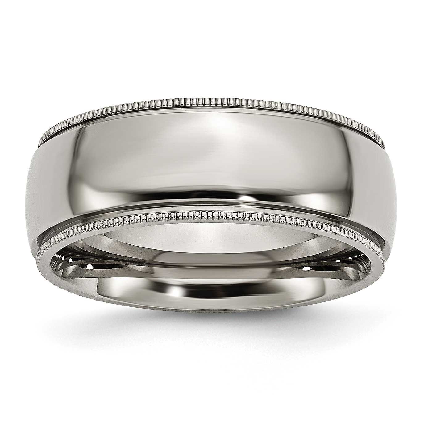 8mm Grooved and Beaded Edge Band Titanium Polished, TB133-11, 883957771144