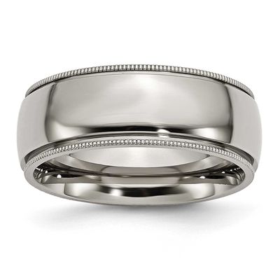 8mm Grooved and Beaded Edge Band Titanium Polished, TB133-11, 883957771144