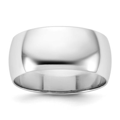 8.5mm Half Round Band 10k White Gold, 1WHRL085-8,
