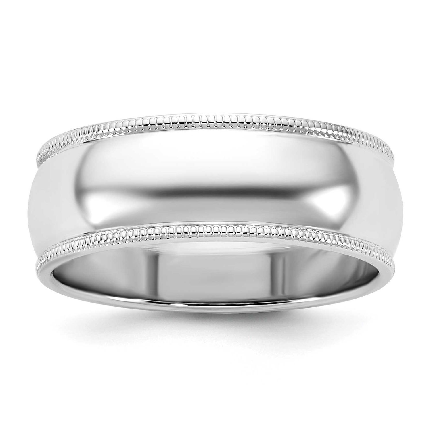 7mm Milgrain Half Round Band 14k White Gold, WM070-13,