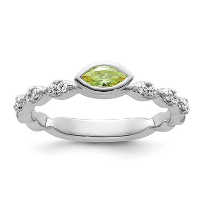 Peridot and Diamond Ring 14k White Gold, SK2126-5, 196904275375