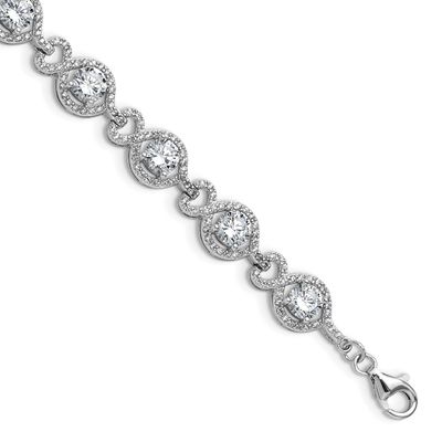 Cheryl M Polished Fancy CZ with 1 Inch Extension Bracelet Sterling Silver Rhodium-plated, QCM1831-7