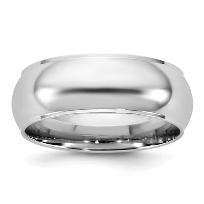 7mm Half Round with Edge Band 10k White Gold, 1WHRE070-6,