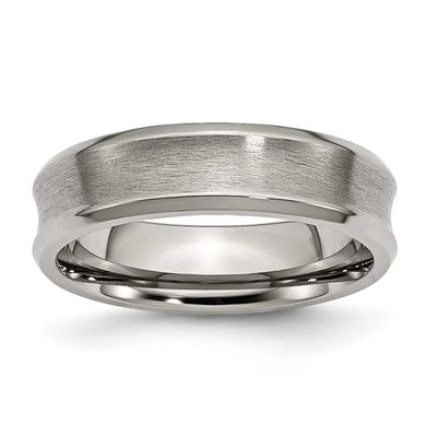 Concave 6mm Beveled Edge Band Titanium Brushed and Polished, TB46-7, 883957817668