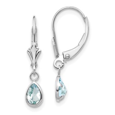 6x4mm Aquamarine/March Earrings 14k White Gold, XBE279, 191101433603