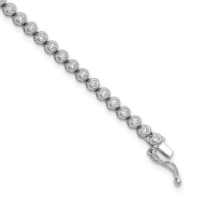 Bezel Set 1.7mm CZ 54 Stone 7 inch Bracelet Sterling Silver Rhodium-plated, QSH172-7, 196904314050