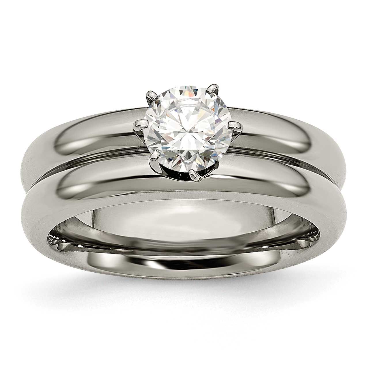 CZ Ring Titanium Polished, TB373-8, 883957370958