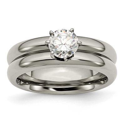 CZ Ring Titanium Polished, TB373-8, 883957370958