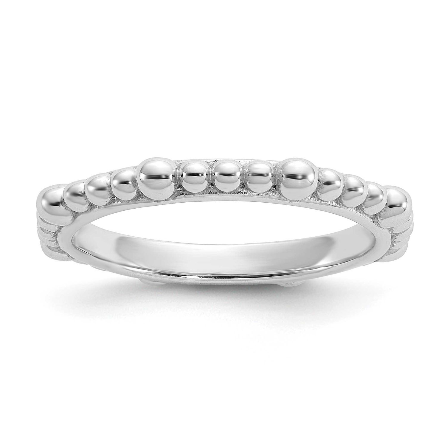 Sterling Silver Rhodium-plated Beaded Ring Sterling Silver Rhodium-plated, QSK2289-6,