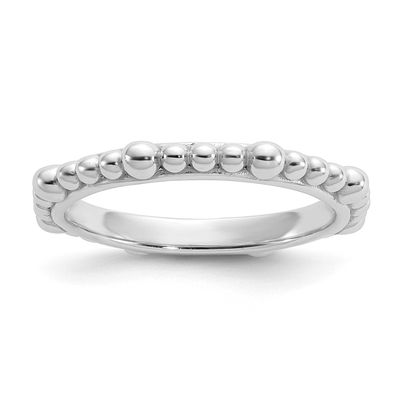 Sterling Silver Rhodium-plated Beaded Ring Sterling Silver Rhodium-plated, QSK2289-6,
