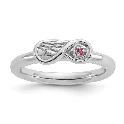 Cr.Ruby Infinity Wing Ring Sterling Silver Rhodium-plated, QSK2280-10,