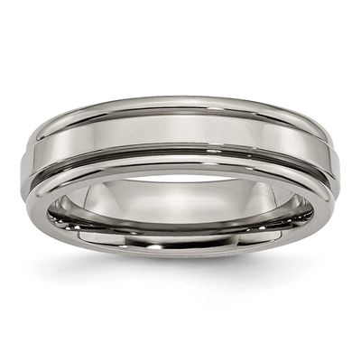6mm Grooved Edge Band Titanium Polished, TB39-11, 883957812090