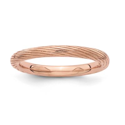 Pink-plated Textured Ring Sterling Silver, QSK1645-5, 886774252575