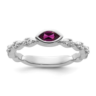 Rhodolite Garnet and Diamond Ring 14k White Gold, SK2124-5, 196904275450