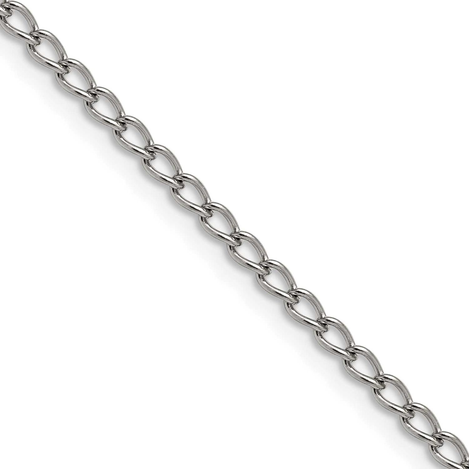 3mm 18 inch Curb Chain Stainless Steel Polished, SRN225-18, 883957749426