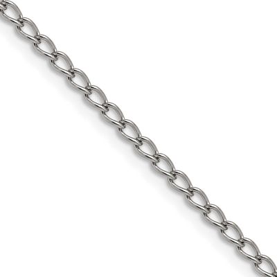 3mm 18 inch Curb Chain Stainless Steel Polished, SRN225-18, 883957749426