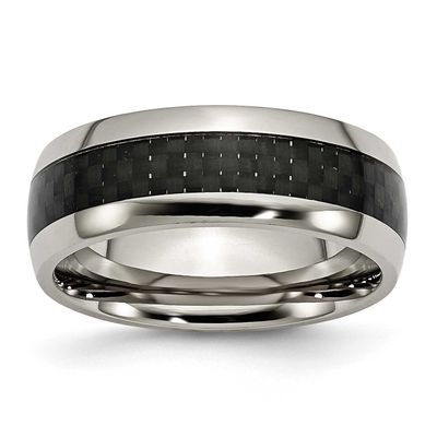 Black Carbon Fiber Inlay 8mm Band Titanium Polished, TB178-7.5, 883957789651