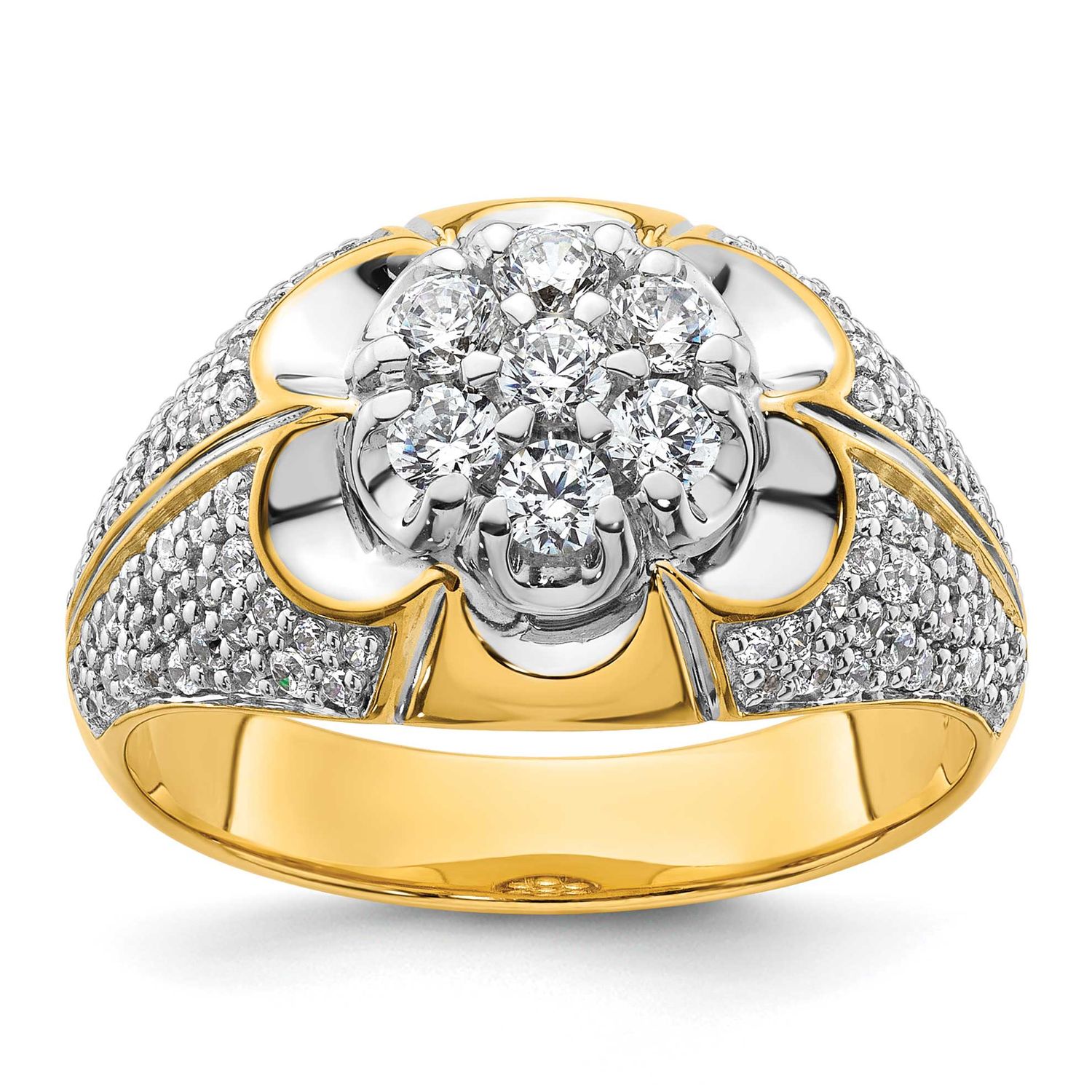 IBGoodman Men&#39;s Polished Complete Lab Grown VS/SI FGH Diamond Ring 14k Two-tone Gold, B220081-4YWLG