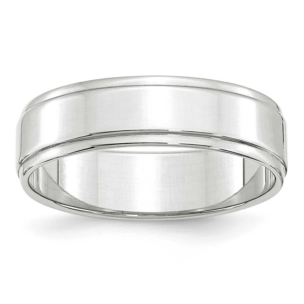 6mm Flat with Step Edge Wedding Band 14k White Gold, WFLE060-10.5, 886774507842