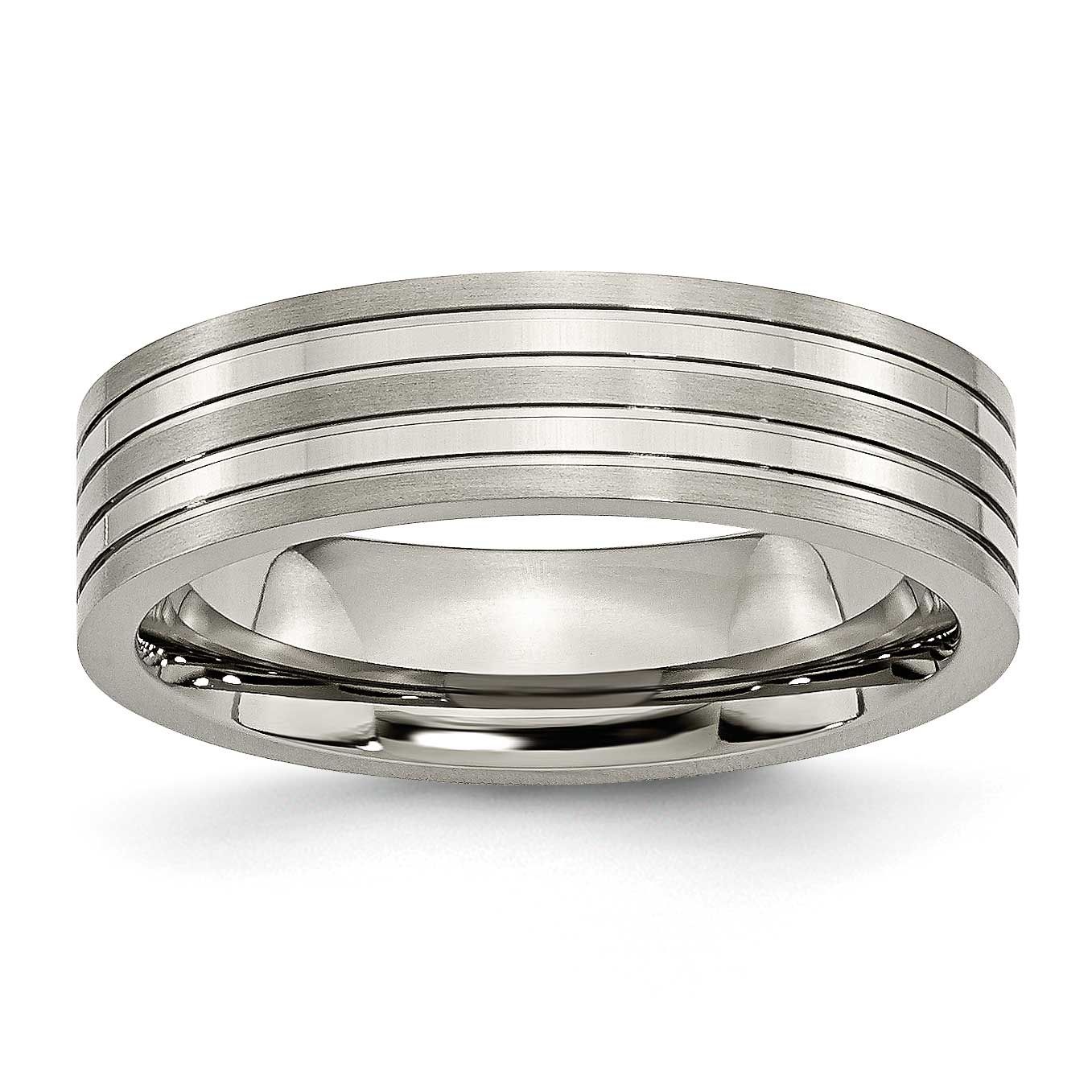 6mm Grooved Band Titanium Brushed and Polished, TB186-10.5, 883957791210
