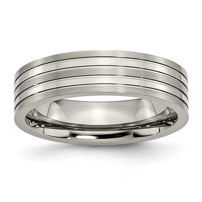 6mm Grooved Band Titanium Brushed and Polished, TB186-10.5, 883957791210