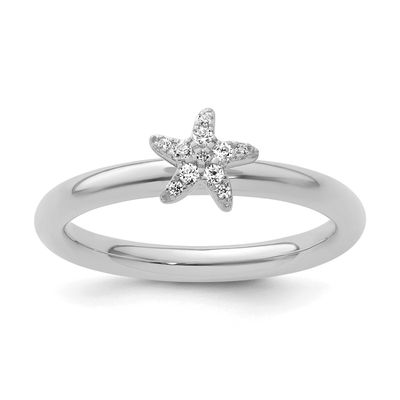 Diamond Starfish Ring 14k White Gold, SK2186-7,