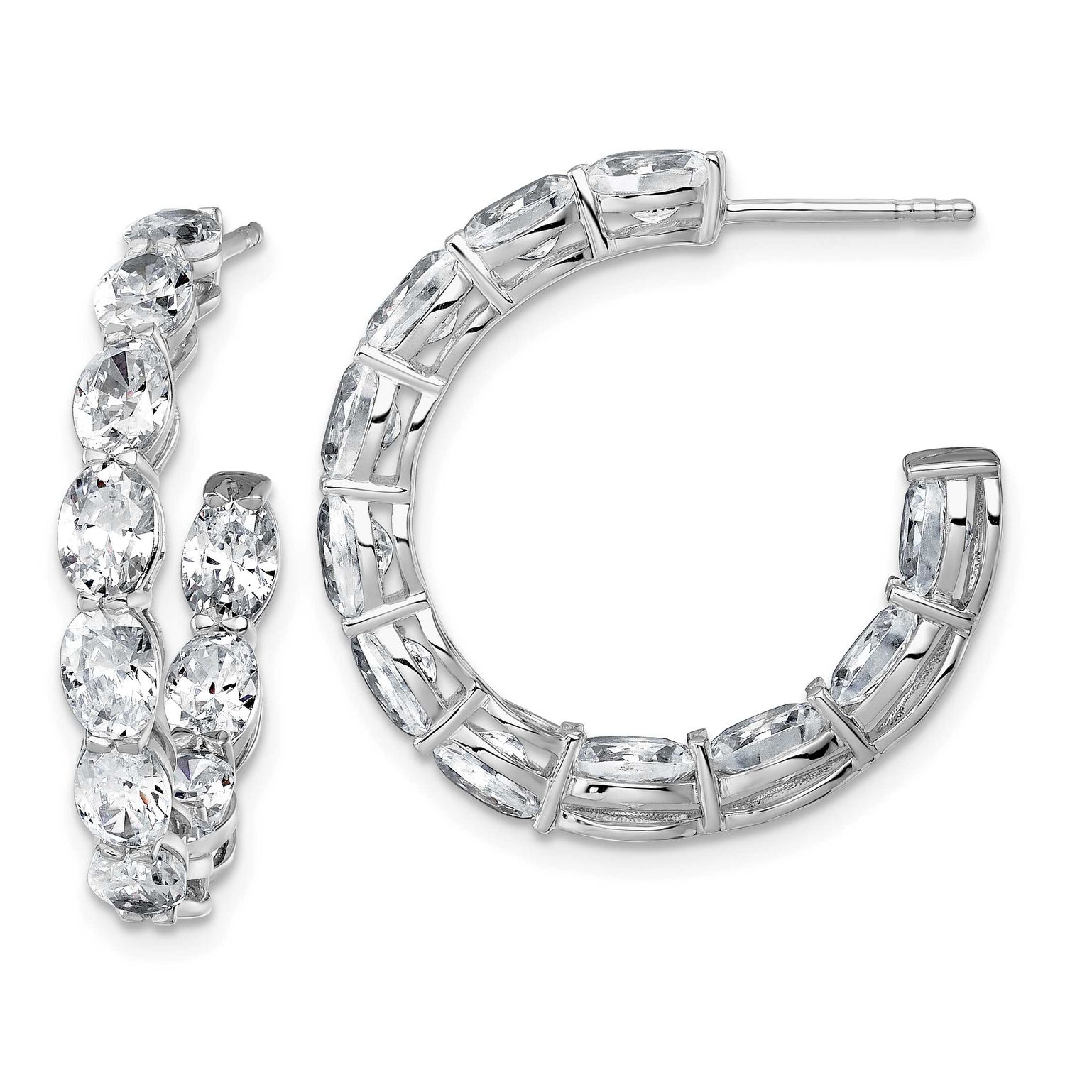 Oval Lab Grown Diamond VS/SI FGH In &amp; Out Hoops Earrings 14k White Gold, EM10521-575-WLG,