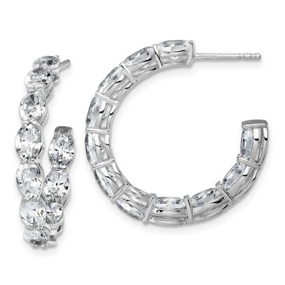 Oval Lab Grown Diamond VS/SI FGH In &amp; Out Hoops Earrings 14k White Gold, EM10521-575-WLG,