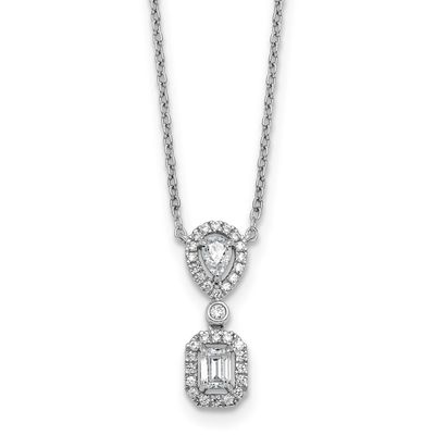 Lab Grown Diamond VS/SI FGH 2-stone Halo Necklace 14k White Gold, PM10510-050-WLG,