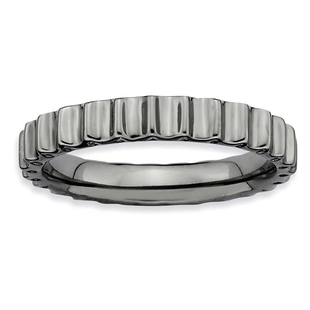 Black-plated Ring Sterling Silver, QSK257-5, 883957101750