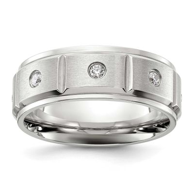 CZ 8mm Band Titanium Brushed and Polished, TB551-10.5, 196904295519