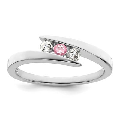 Survivor Collection Rhodium-plated White and Pink Topaz Circle of Strength Ring 10k White Gold, 10S