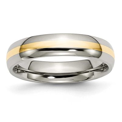 14k Gold Inlay 5mm Band Titanium Polished, TB221-6, 883957799162