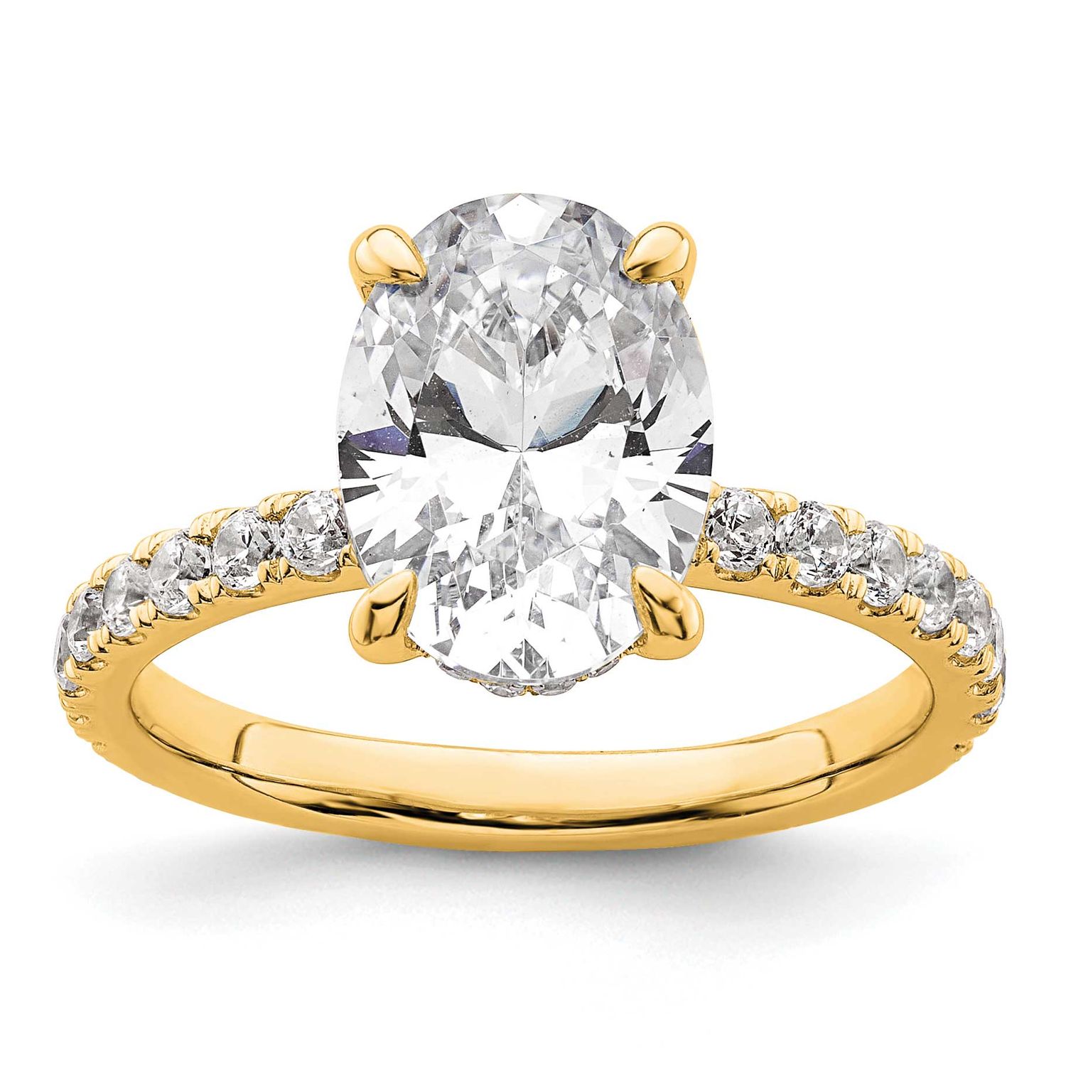Certified Lab Grown Diamond VS DEF Flair Oval Complete Engagement Ring 14k Gold, SWF-300OVC-7LD,