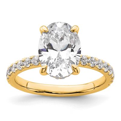 Certified Lab Grown Diamond VS DEF Flair Oval Complete Engagement Ring 14k Gold, SWF-300OVC-7LD,