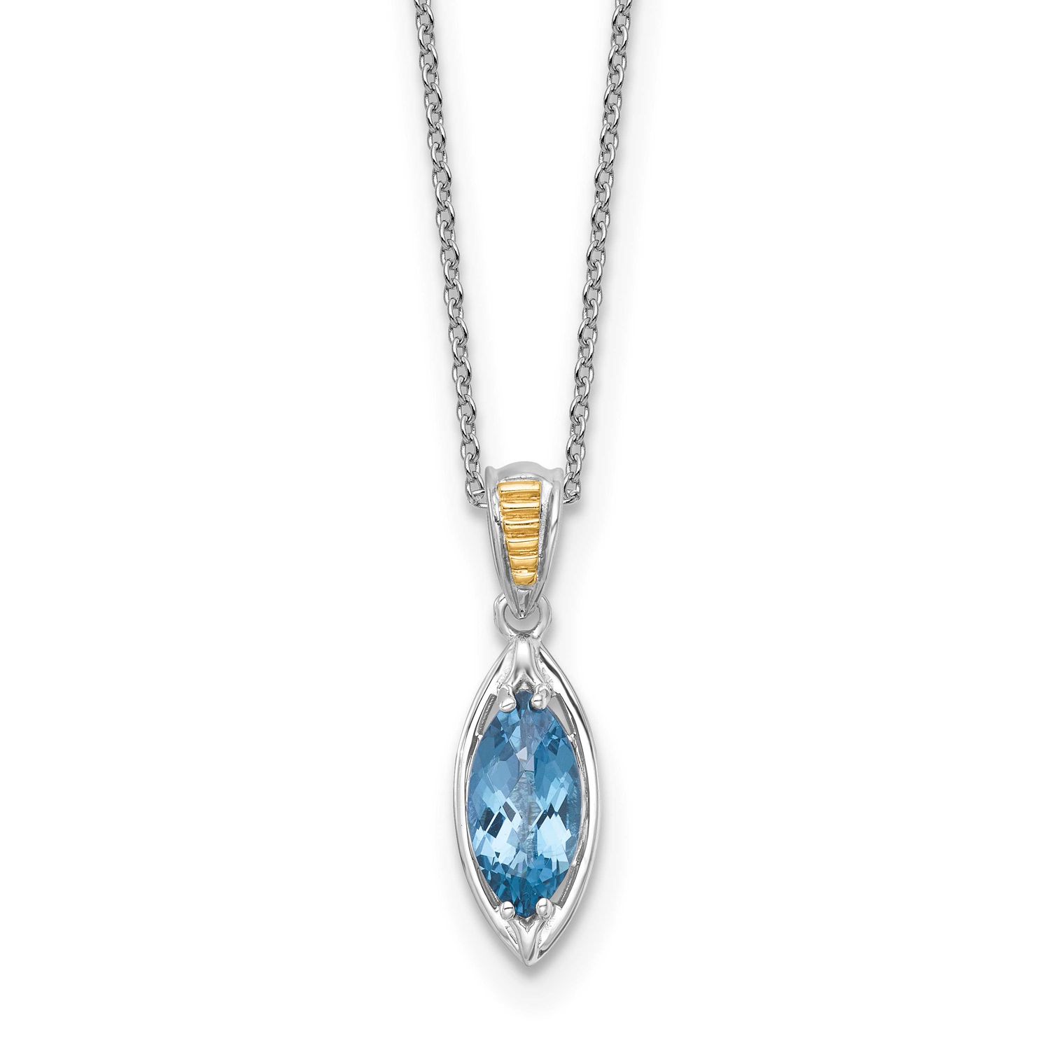 Shey Couture with 14k Accent Marquise London Blue Topaz Navette 18 inch with 2 inch Extension Neckl