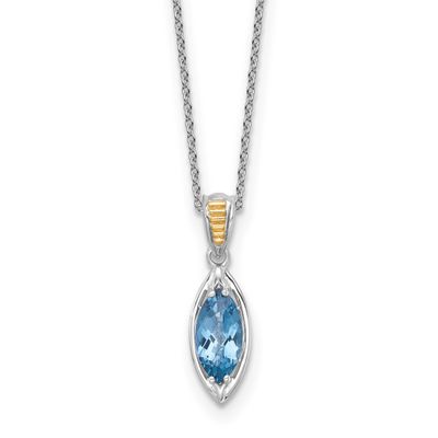 Shey Couture with 14k Accent Marquise London Blue Topaz Navette 18 inch with 2 inch Extension Neckl