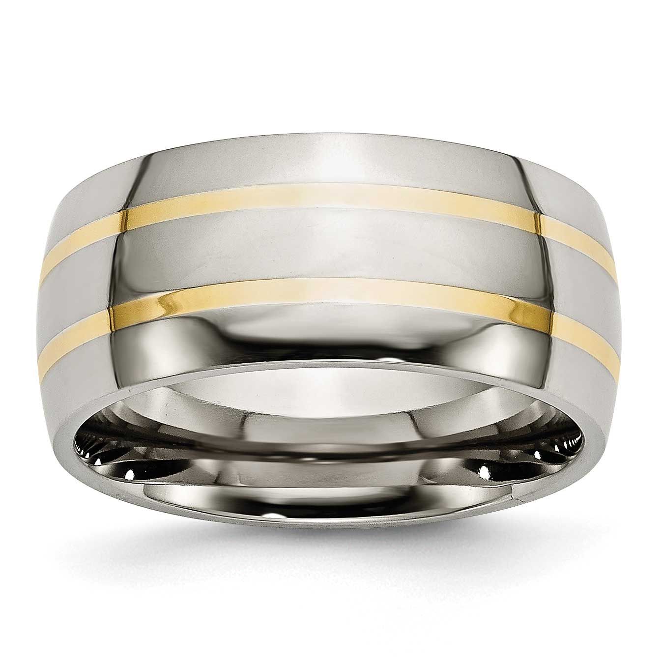 14k Gold Inlay 10mm Band Titanium Polished, TB141-13, 883957776743