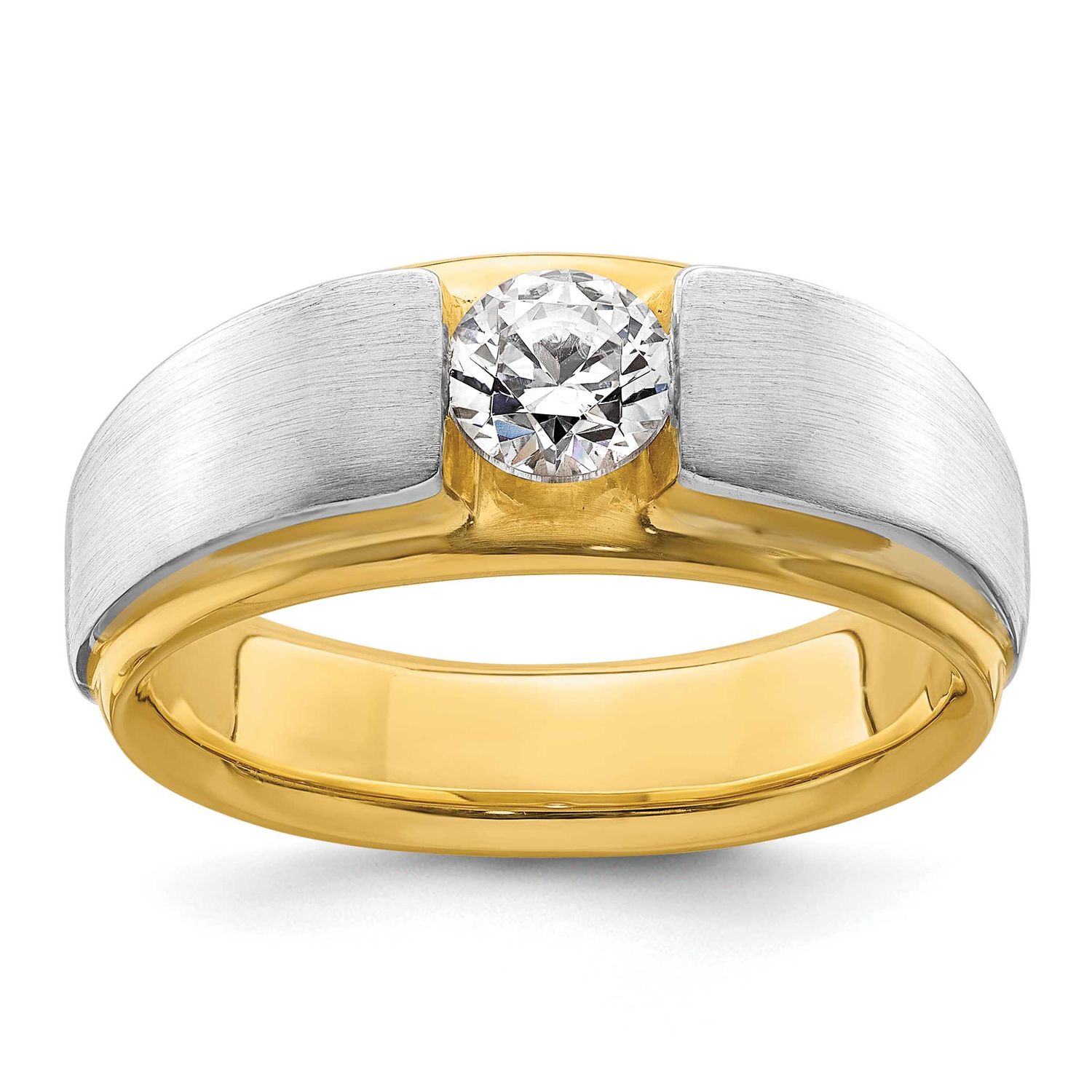 IBGoodman Men&#39;s Polished and Satin Complete Lab Grown VS/SI FG Ring 14k Two-tone Gold, B220058-4YWL