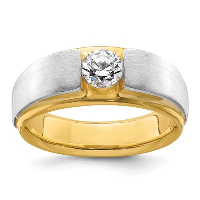 IBGoodman Men&#39;s Polished and Satin Complete Lab Grown VS/SI FG Ring 14k Two-tone Gold, B220058-4YWL