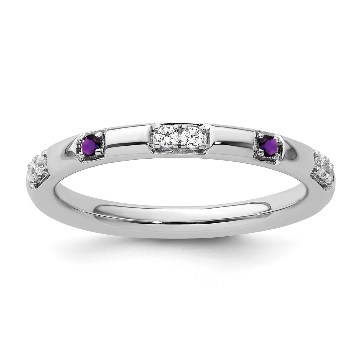Amethyst and Diamond Ring 14k White Gold, SK2166-7,