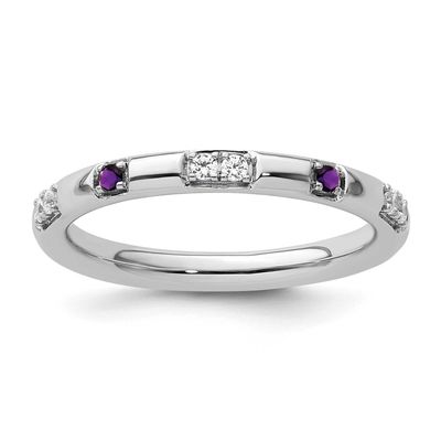 Amethyst and Diamond Ring 14k White Gold, SK2166-7,