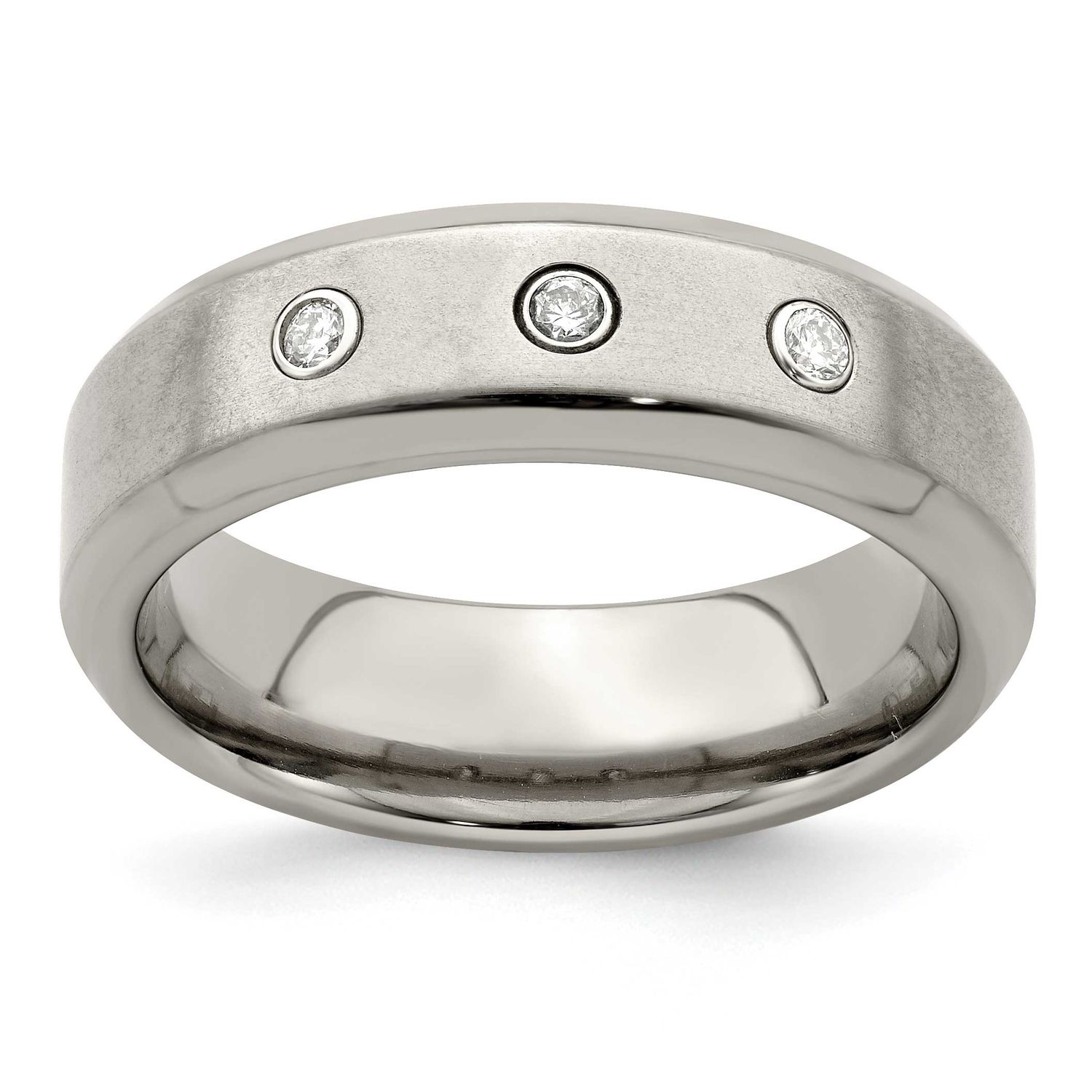 Edward Mirell Beveled .09 ct Diamond Sterling Silver Bezel Band Titanium, EMR216-10.5, 886774279183