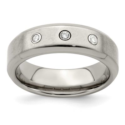 Edward Mirell Beveled .09 ct Diamond Sterling Silver Bezel Band Titanium, EMR216-10.5, 886774279183