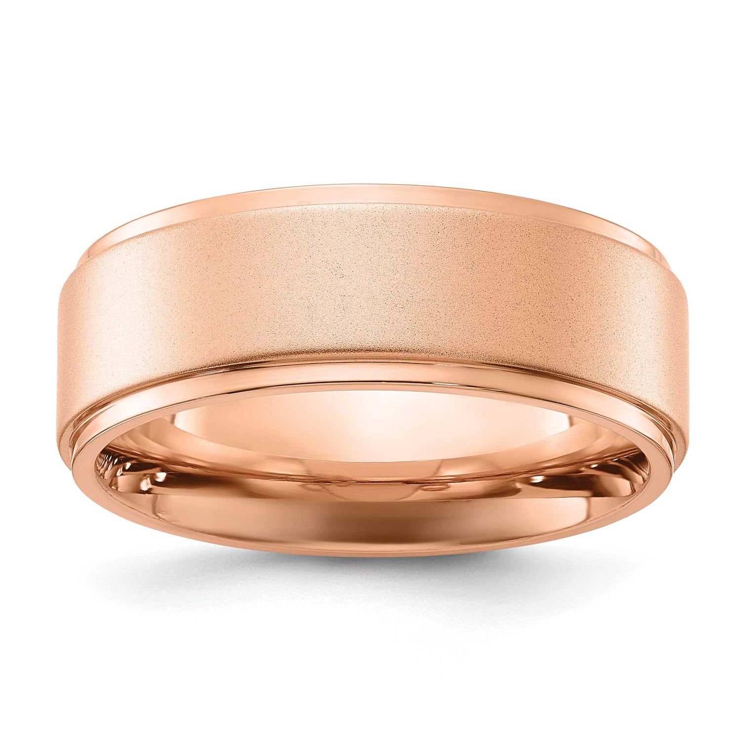 Rose IP-plated Brushed Center 8mm Band Stainless Steel Polished, SR748-13, 196904252956