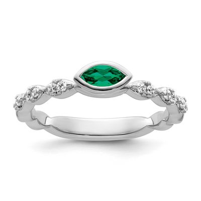 Cr.Emerald and Diamond Ring 14k White Gold, SK2123-8, 196904275467