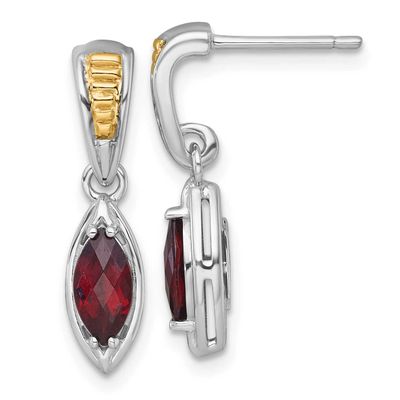 Shey Couture with 14k Accent Marquise Garnet Post Dangle Earrings Sterling Silver Rhodium-plated, Q