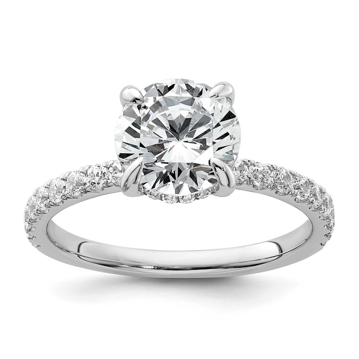 Lab Grown Diamond VS/SI FGH Flair Round Semi Engagement Ring 14k White Gold, RM10536-200-WLG,