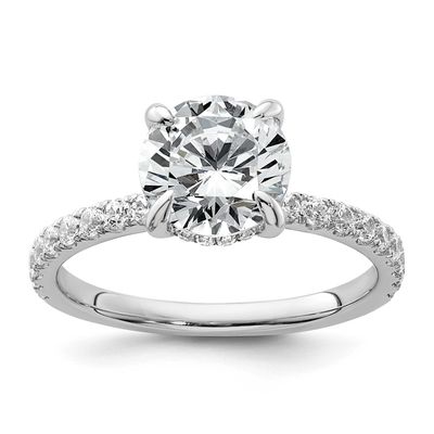 Lab Grown Diamond VS/SI FGH Flair Round Semi Engagement Ring 14k White Gold, RM10536-200-WLG,
