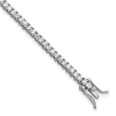 Cheryl M Polished CZ with Safety Clasp Tennis Bracelet Sterling Silver Rhodium-plated, QCM1778-6.75